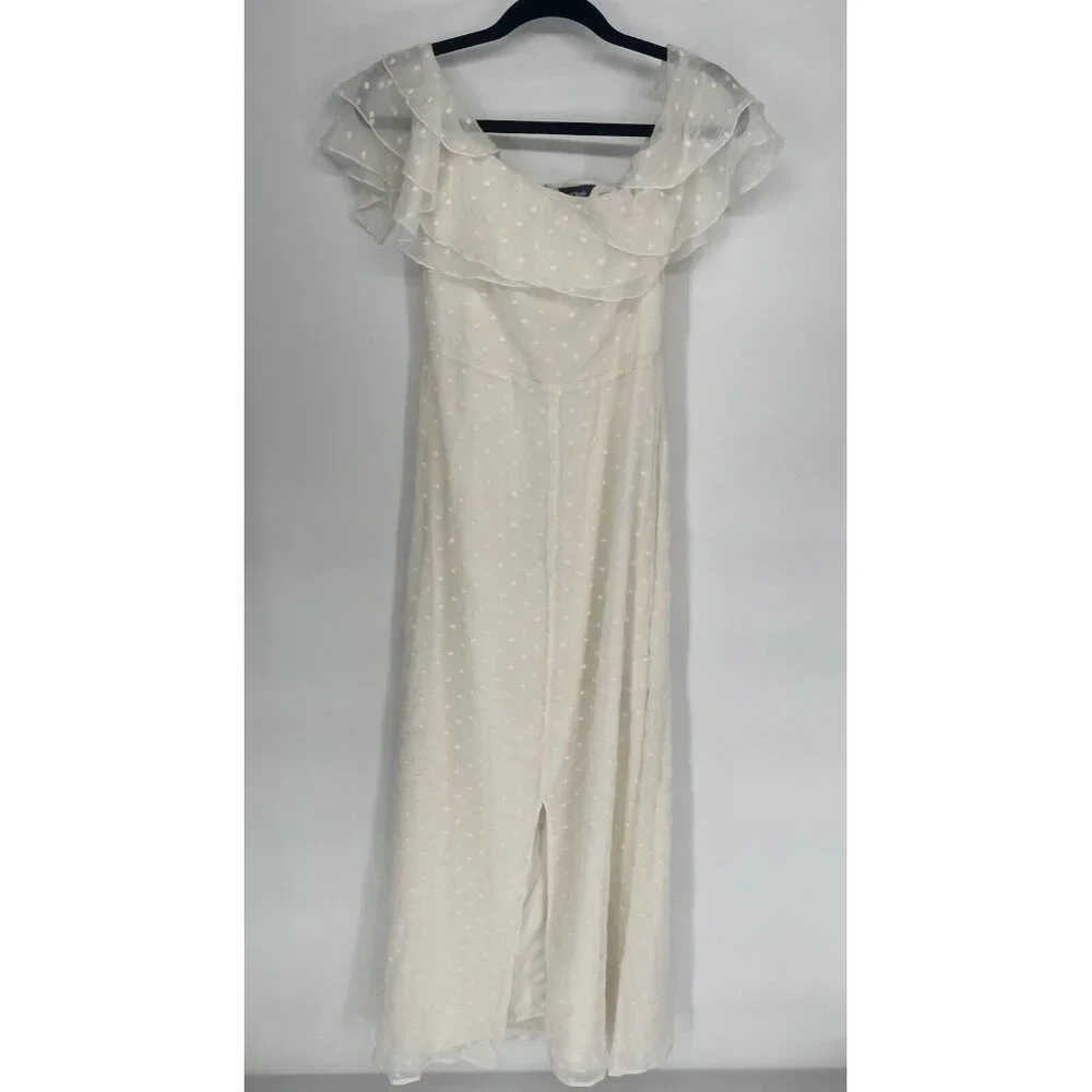 Modcloth Southern Belles Ringing Maxi Boho Bridal‎ Dress In Ivory Large Size S